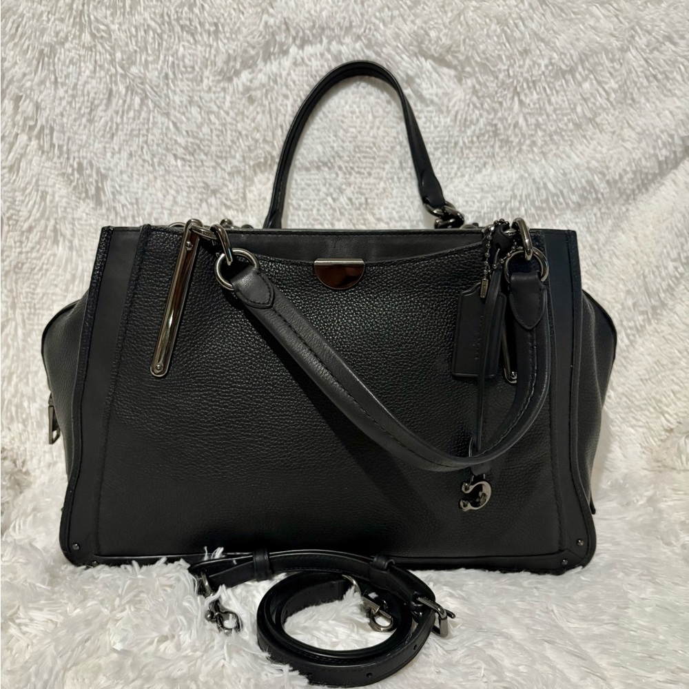 Coach Black Pebbled Leather Satchel with Removable Strap